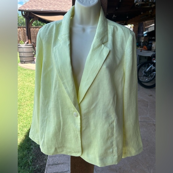 J.Jill Love Linen women's single button Yellow blazer Jacket Sz-PL.  S13 - Picture 7 of 13